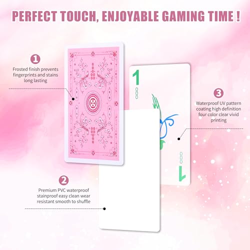 166Pcs Waterproof PVC Mahjong Playing Cards, Non-Slip Mahjong Cards Durable Portable Travel Family Board Game for Elderly Beginners Camping
