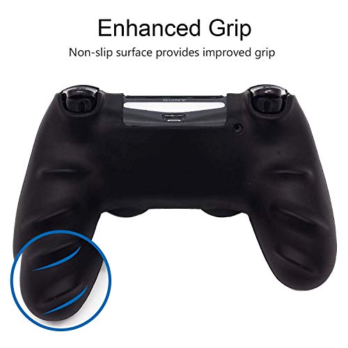 Skin for PS4 Controller, BRHE Anti-Slip Grip Silicone Cover Protector Case Compatible with PS4 Slim/Pro Wireless/Wired Gamepad Controller with 2 Dragon Carving Thumb Grip Caps - color: Red