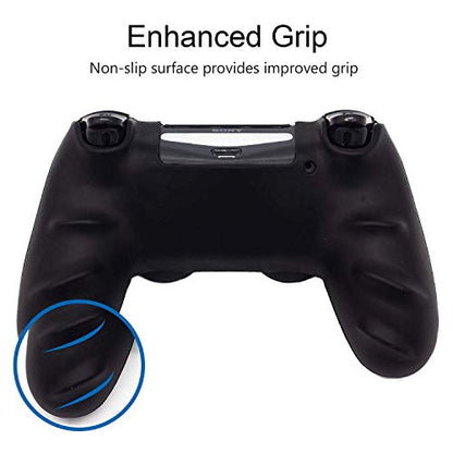 Skin for PS4 Controller, BRHE Anti-Slip Grip Silicone Cover | Protector Case Compatible with PS4 Slim/ Pro Wireless/Wired Gamepad Controller with 2 Dragon Carving Thumb Grip Caps - color: Blue