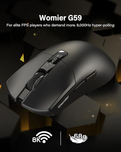G59 Wireless Gaming Mouse, PAW3950 Sensor, 30,000 DPI, 8000Hz Polling Rate, Programmable Buttons, RGB 68g Tri-Mode Lightweight Esports Mouse for PC/Laptop/Mac