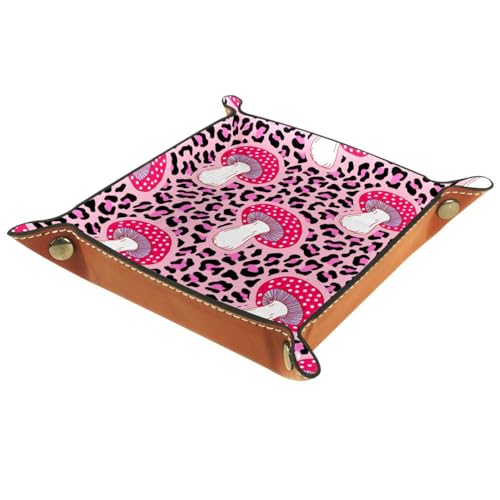 Mushrooms Leopard Dice Tray PU Leather Dice Rolling Tray Folding Dice Holder for Dice Games, Like RPG, DND and Other Table Games - color: Multi 9