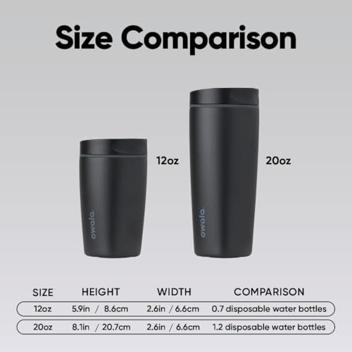Owala SmoothSip Slider Insulated Travel Coffee Cup 12 oz Very Very Dark - color: Very, Very Dark, size: 12 Ounces