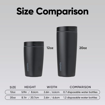 Owala SmoothSip Slider Insulated Travel Coffee Cup 12 oz Very Very Dark - color: Very, Very Dark, size: 12 Ounces