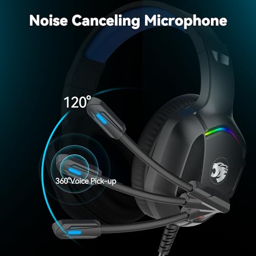 IMYB A36 Gaming Headset with Mic Stereo Headphones for Pc PS5, Xbox | RGB Wired Over-Ear Noise Cancelling for Xbox Series X/S, PS4, Nintendo Switch, Computer, Laptop, Mac - color: Blue
