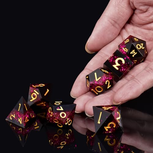 DND Dice Set, 7 Pcs Sharp Edge D&D Dice Polyhedral Resin Dice for Dungeons and Dragons RPG MTG Role Playing Table Games - color: Red