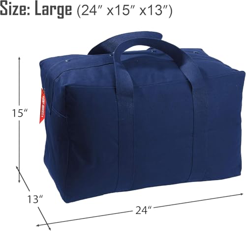 Tactical Parachute Cargo Bag LARGE Cotton Canvas Carry Bag, 24" x 15" x 13" - Navy Blue - color: Navy Blue, size: Large (24" x 15" x 13")