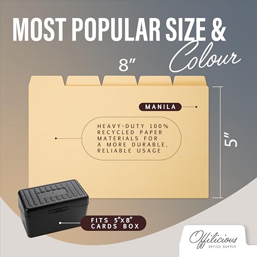 25 Heavyweight Manila Index Card Box Dividers with Tabs & 108 Stickers, Alphabetical File Dividers for 5x8 Index Card Box - color: 25 Pcs, size: 5 x 8 Inches