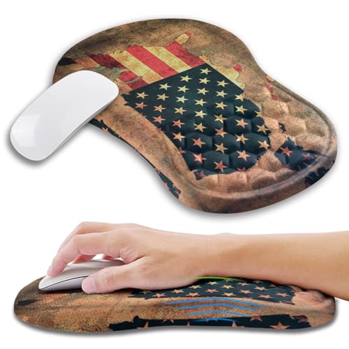 Ergonomic Mouse Pad Wrist Support with Memory Foam Massage Bulge, Carpal Tunnel Pain Relief Mousepad Wrist Rest for Mouse(12x8 inch, USA Flag Map) - color: Kg028-usa Flag Map