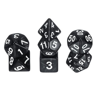uxcell Polyhedral Dice Set, 7 Pcs Acrylic Dice for Role Playing Table Games Tabletop Gaming Accessories, Pearl Pattern Black - color: Pearl Pattern Black