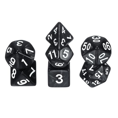 uxcell Polyhedral Dice Set, 7 Pcs Acrylic Dice for Role Playing Table Games Tabletop Gaming Accessories, Pearl Pattern Black - color: Pearl Pattern Black