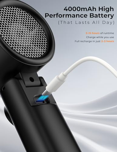 Portable Handheld Turbo Fan with Ice Cooling, 100 Levels Stepless Speed, 15H Long Battery Life, 10500RPM Turbo Fan Rechargeable Personal Mini Fan for Travel, Outdoor, Makeup - color: Black