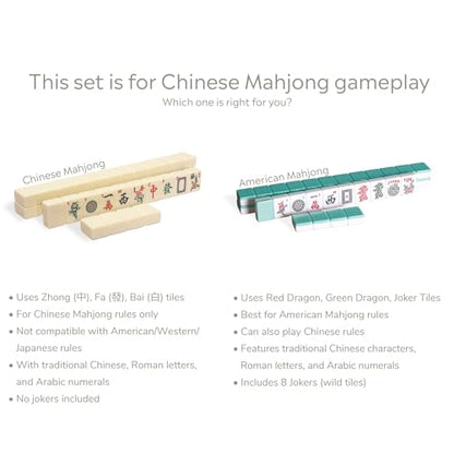Yellow Mountain Imports "Bleau Fontaine Chinese Mahjong Set with 146 Medium Tiles and Blue Vinyl Case — for Chinese Style Gameplay Only [「「碧蘭楓丹」中國麻將] - color: Ivory