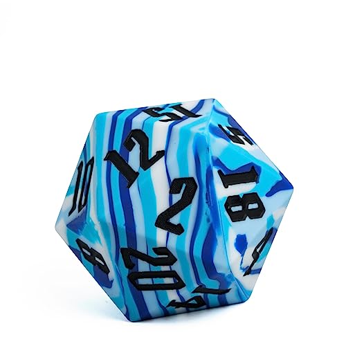 55mm Silicone D20 DND Dice, Large D20 Single 20 Sided D&D Dice | Soft & Comfortable Touch, Perfect Bouncer, Gift Box, Compatible with Dungeons and Dragons RPG Bar Pub Club Party Games - color: Ocean Camo
