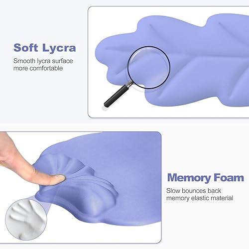 Keyboard Wrist Rest and Mouse Pad with Wrist Support Set, Ergonomic Leaf Shape Mouse Pad with Non-Slip Base, Pain Relief Memory Foam Mousepad for Computer,Laptop,Home Office, Purple - color: Purple