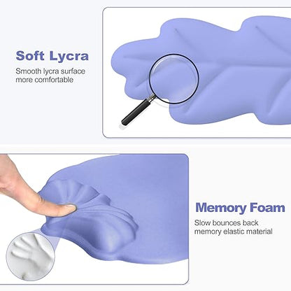 Keyboard Wrist Rest and Mouse Pad with Wrist Support Set, Ergonomic Leaf Shape Mouse Pad with Non-Slip Base, Pain Relief Memory Foam Mousepad for Computer,Laptop,Home Office, Purple - color: Purple