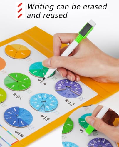 Magnetic Fraction Educational Puzzle for Kids, New Magnetic Fraction Tiles & Fraction Circles, Math Manipulatives Enhance Early Primary School Students Mathematical Skills(Hippo Style) - color: Yellow