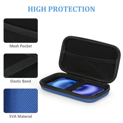 Small Carrying Bag for GPS Hard Drive, Portable EVA Protection Case | Mesh Inner Pocket, Universal Travel Pouch for External Battery, Cell Phone, USB Charging Cable, Zipper - color: Blue