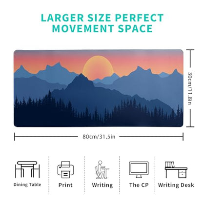Japanese Mountain Landscape Gaming Mouse Pad Extended Large Mousepad with Nonslip Rubber Base Stitched Edges Laptop Computer Keyboard Desk Mat for Office Home and Game 31.5 X 11.8 Inch - color: Mountain