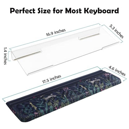 AIMSA Keyboard Stand and Wrist Rest, Easy Typing Comfortable Ergonomic Acrylic PC Keyboard Holder with Wrist Support for Working, Office & Home, Flowers Plants