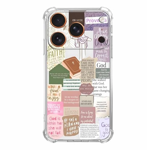 Jesus Quote Collage Protective Case for iPhone 17 Pro Max, Christian Bible Scripture, Trendy Cool Soft TPU Bumper Cover for iPhone 17 Pro Max - color: Christianity2
