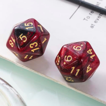 10 Pieces Polyhedral Dice Set D20 Dice 20mm Acrylic 20 Sided Game Dice for Dungeons and Dragons RPG MTG DND Dice Table Games (Starry Red Black) - color: Starry Red Black