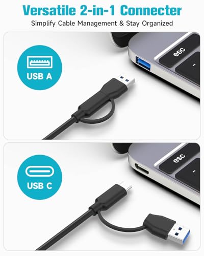 Powered USB Hub, ikuai 7-Port USB 3.2 / USB C Hub, with 3 10Gbps Data Ports (2 USB-C + 1 USB-A) and 4 USB A 3.0 Ports for PC Laptops - size: 7-Port USB 3.2 Hub
