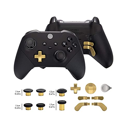 13 in 1 Metal Thumbsticks for Xbox One Elite Series 2, Elite Series 2 Controller Accessory Parts, Gaming Accessory Replacement, Metal Mod 6 Swap Joystick, 4 Paddles, 2 D-Pads, 1 Tool (Plating Gold) - color: Gold