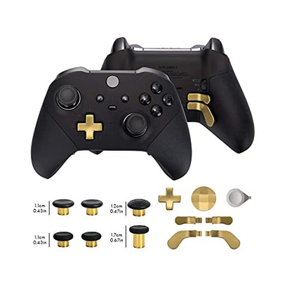 13 in 1 Metal Thumbsticks for Xbox One Elite Series 2, Elite Series 2 Controller Accessory Parts, Gaming Accessory Replacement, Metal Mod 6 Swap Joystick, 4 Paddles, 2 D-Pads, 1 Tool (Plating Gold) - color: Gold