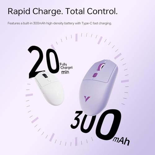 VXE Dragonfly V3 Wireless Gaming Mouse, Xhero Al Sensor, DPI up to 15,000, 54g Lightweight, 120Hr Battery Life, Ice-Feeling Coating, 6 Programmable Buttons, Tri-Mode 2.4G/Bluetooth/Wired - White - color: White, style: V3