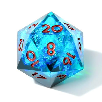 Single D20 Dice-22MM 20 sideds DND Resin Sharp Edged Resin Dice for Dungeons and Dragons, RPG, Polyhedral D&D Dice, Roleplaying Games MTG Table Games(Blue Black) - color: D20-blue Dark