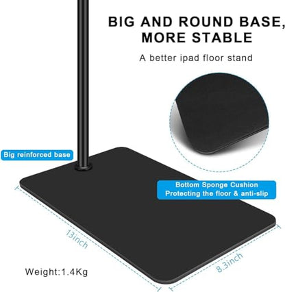 Microphone Floor Stand for Blue Yeti, Nano, Snowball, HyperX,Razer,Logitech USB and Condenser Mic,Adjustable Boom Arm Stand with 1/4'' Thread and 3/8" 5/8" Adapter, Pop Filter, Mic Clip, Cable Ties