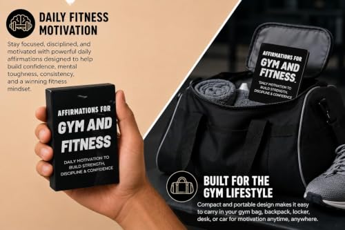 Gym & Fitness Affirmation Cards For Men Women Teens, 50 Daily Affirmations Deck for Motivational Workout Inspiration for Athletes Weightlifting - style: Gym & Fitness Affirmation