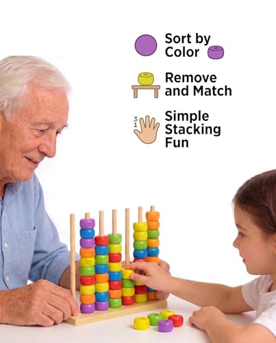 Toywoo Wooden Giant Color Matching & Stacking Game - Fast-Paced Family Challenge Board Game for Kids & Adults, Screen-Free Brain Teaser Puzzle for Game Night & Educational Play