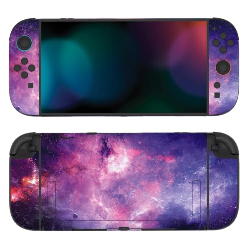 PlayVital for Nintendo Switch 2 Skin Full Set (2-Pack) - Protective Vinyl Decal Stickers for Switch 2 Console, Joycons, Handle Grips & Dock | No Residue, Anti-Scratch - Nebula Galaxy - color: Nebula Galaxy