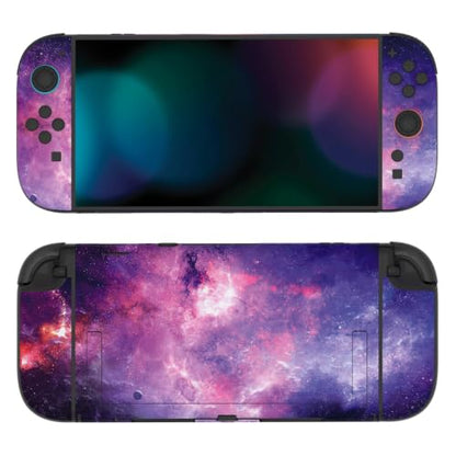 PlayVital for Nintendo Switch 2 Skin Full Set (2-Pack) - Protective Vinyl Decal Stickers for Switch 2 Console, Joycons, Handle Grips & Dock | No Residue, Anti-Scratch - Nebula Galaxy - color: Nebula Galaxy