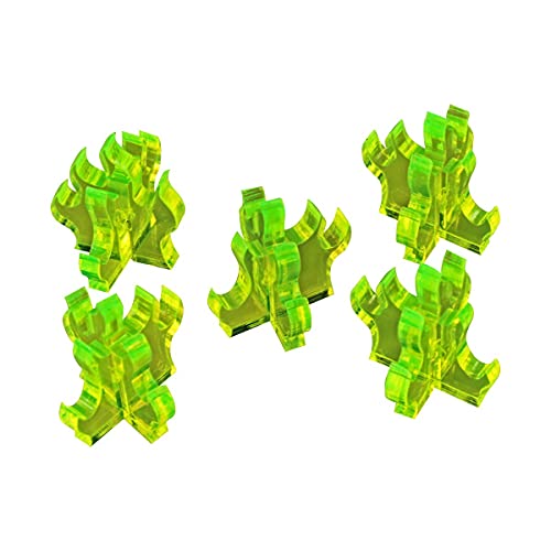 LITKO Flame Markers | for RPG & Wargames | Fluorescent Green | Medium | Toxic flames, acid burns & spell effects | Set of 5, 22mm | Multi-part 3mm acrylic | Glue assembly - color: Floursecent Green, size: Medium