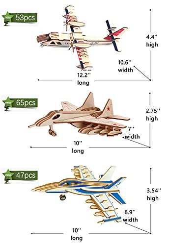3D Wooden Puzzle - 6 Piece Set Aircraft & Helicopter Wooden Crafts Assembly Building Model Kits - Wood Aircraft & Helicopter STEM DIY Brain Teaser Puzzle for Adults & Teens Christmas Birthday Gifts - style: Aircraft & Helicopter