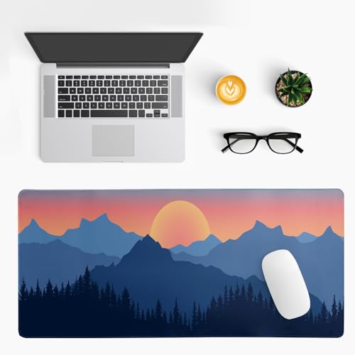Japanese Mountain Landscape Gaming Mouse Pad Extended Large Mousepad with Nonslip Rubber Base Stitched Edges Laptop Computer Keyboard Desk Mat for Office Home and Game 31.5 X 11.8 Inch - color: Mountain