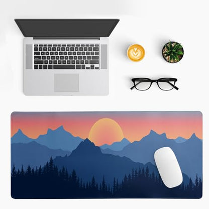 Japanese Mountain Landscape Gaming Mouse Pad Extended Large Mousepad with Nonslip Rubber Base Stitched Edges Laptop Computer Keyboard Desk Mat for Office Home and Game 31.5 X 11.8 Inch - color: Mountain