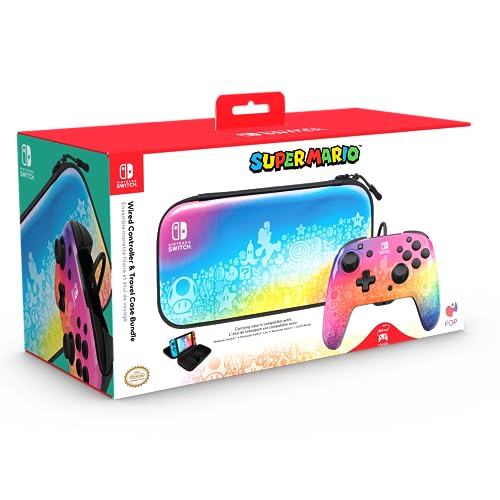 PDP REMATCH Controller & Travel Case Bundle: Star Spectrum - Nintendo Switch, Nintendo Switch Lite, & Nintendo Switch - OLED Model - style: Star Spectrum Controller + Case