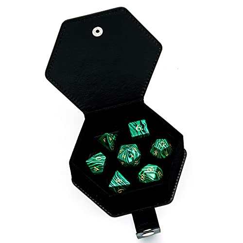 UDIXI Malachite Stone Dice Set D&D Gemstone DND Dice Set for Tabletop Games | Natural Stone, Premium Gift Box, DM Gift, for Dungeons and Dragons Role Playing Games - color: Malachite