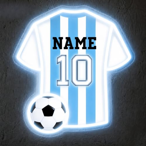 Custom Soccer Jersey Neon Sign, Personalized Name Number world cup Football Jersey Neon Light with Soccer Ball, Customizable USB LED Wall Decor for Boys Bedroom, Game Room, Man Cave, Sports Bar, Fan Club, Party,Soccer Gifts - size: Custom Soccer Neon Sign