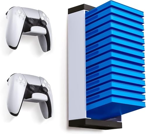 Video Game Holder Wall Mount, Gaming Accessories Storage for PS5, PS4, Xbox One, Xbox Series X/S Game Cases, Organizer Accessories (Include 2 Controller Wall Holders)