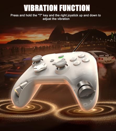 Wired Controller for Android/Tablet/Windows PC/Switch/PS4/PS3, 1000Hz Polling Rate Plug and Play Gaming Gamepad Joystick with USB C Adapter, Dual Motors, Turbo, 6.56ft Cable,Ultra-Low Latency -White - color: White