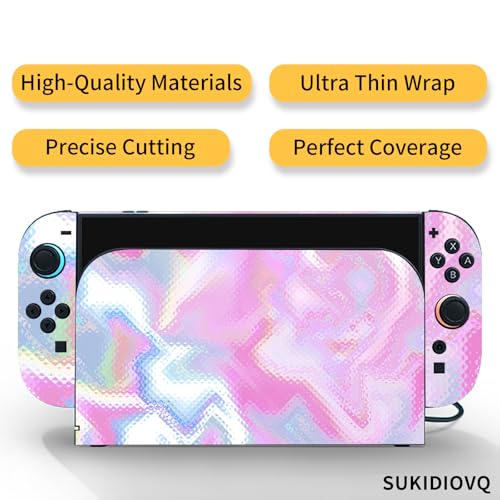 for Nintendo Switch 2 Skin Wrap Cover Decal Sticker Wrap Vinyl Mixed-Color Pattern (Pink) - color: Pink
