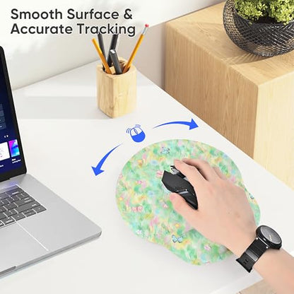 Ergonomic Mouse Pad with Wrist Support,Non-Slip Rubber Base for Computer Laptop & Mac,Lightweight Rest for Home,Office & Travel (Green and Buttflies) - color: Green and Buttflies