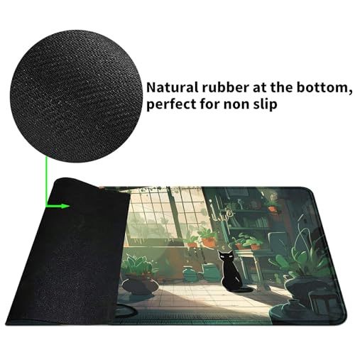 Card Mat for MTG & TCG Playmat,Black Cats | 24" x 14" Non-Slip Card Game Mat with Stitched Edges, Waterproof Desk Table Mat & Oversized Mouse Pad for Gaming & Office