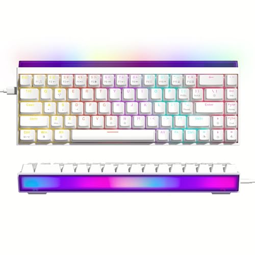 Womier 60% Percent Keyboard with Light Box,Wired Keyboard Gaming Mechanical | with MCA Keycaps,OEM Profile,Programable,64 Keys Hot Swap RGB Cream Key board for PC Computer WIN/MAC,WK68 PRO-White - color: WK68-White