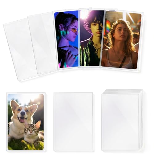 400 Pcs Kpop Photocard Sleeves Holder, 58 x 89 mm, Clear Plastic | Clear Photo Card Sleeves, fits 54 x 86 mm and 55 x 85 mm, PVC Free & Acid Free Kpop Albums Photo Cards Protector - style: Transparent Style