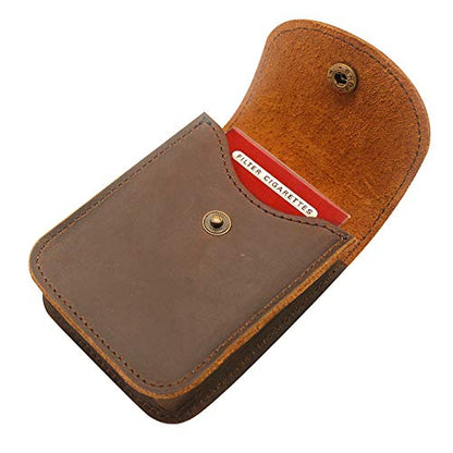 Playing Card Case,Genuine Leather Deck Card Holder for Magicians Poker Players Camping Holidays Trips -Brown - color: Single deck